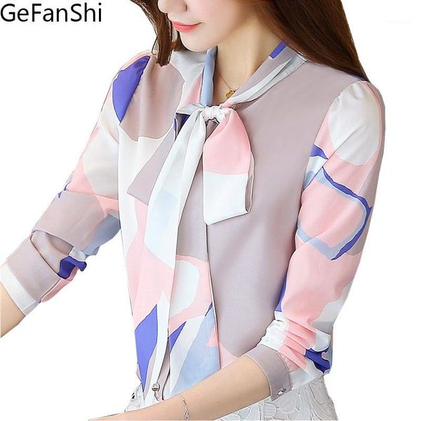 

fashion spring autumn print bow collar women's long sleeve office lady elegant chiffon blusas shirts slim casual blouses1, White