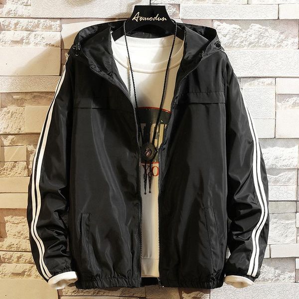 

men's casual hooded jacket spring/fall waterproof oversize windbreaker sportswear zipper jacket coat coat exposed1, Black;brown