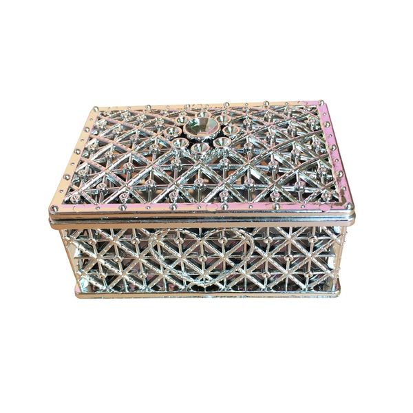 

hollow out sugar box golden sliver color storage case creative rectangular lattice sundries storages organizer new arrival 1 38lx l1