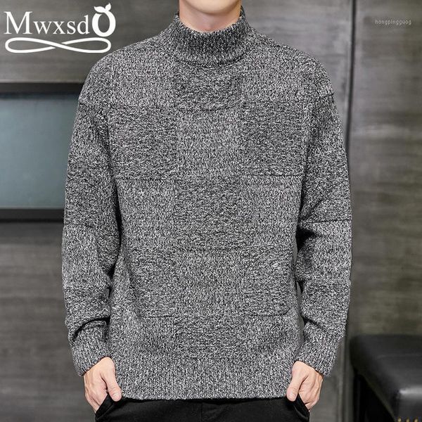 

mwxsd brand men's casual cashmere pullover sweater men large size outwear turtleneck sweaters winter warm jumper pull homme1, White;black