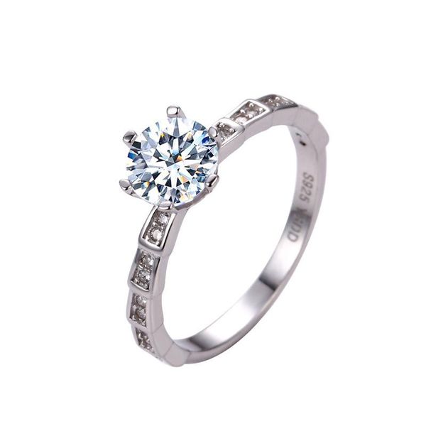

moissanite ring silver moissanite ring 1ct 2ct круглый нарезанный 925 серебряный позолоченные классические 6progs женщин пасьянс кольца, Golden;silver