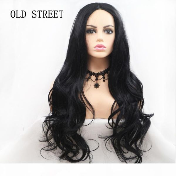 

24 inches natural black body wave glueless synthetic lace front wig with baby hair heat resistant hair wigs for black women