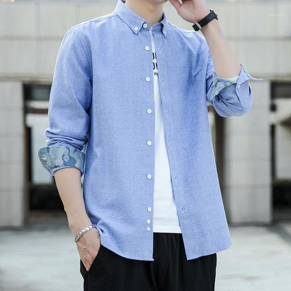 

long-sleeved shirt cotton spun soft men's shirt autumn loose casual solid color lapel cardigan resistant to dirty irregular hem1, White;black