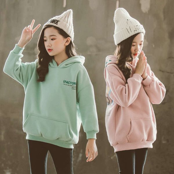 

autumn girls' sweater 2020 new plush hoodie children's korean winter et, Black