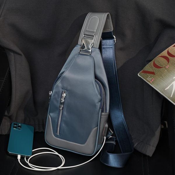 

wholesale factory mens shoulder bags waterproof wear-resistant oxford casual chest bag simple contrast color men backpack street trend leath