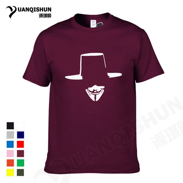 

yuanqishun brand summer short sleeve v for vendetta men's sportswear streetwear novelty sport hooded sweatshirt hoodie men t shirt