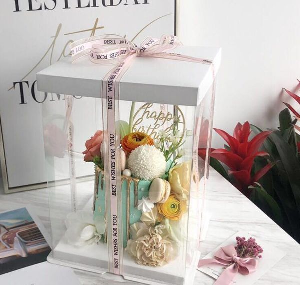 

6inch 8inch 10inch transparent cake box plastic cake packaging box organizer boxes and packaging boxe jllhou lucky2005