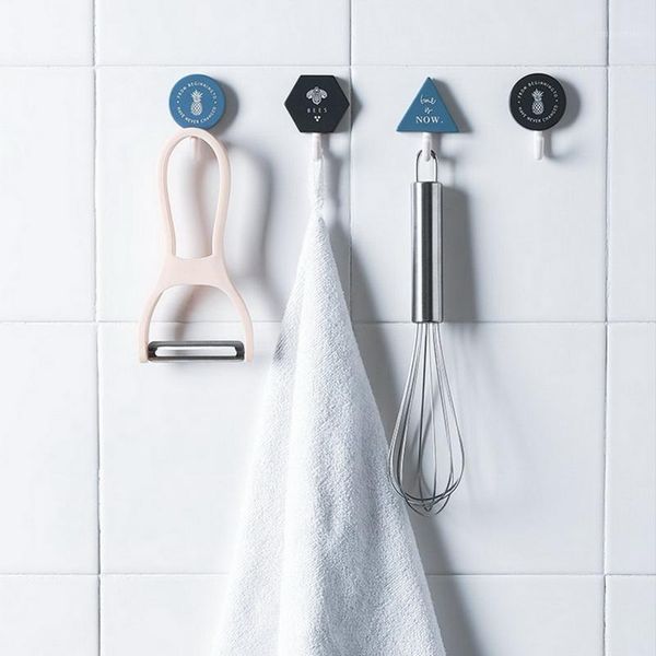 

hooks & rails 3pcs self adhesive key wall sticky creative towel rags tie hangers for door bathroom living room kitchen organizer1
