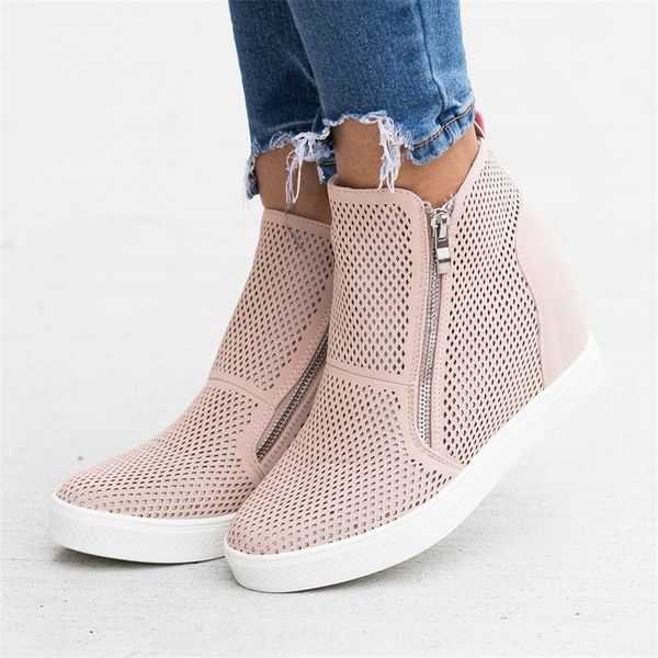 

shujin leather casual shoes within the higher pure fashion side zipper sneakers anti skid outsole ladies shoes 201109, Black