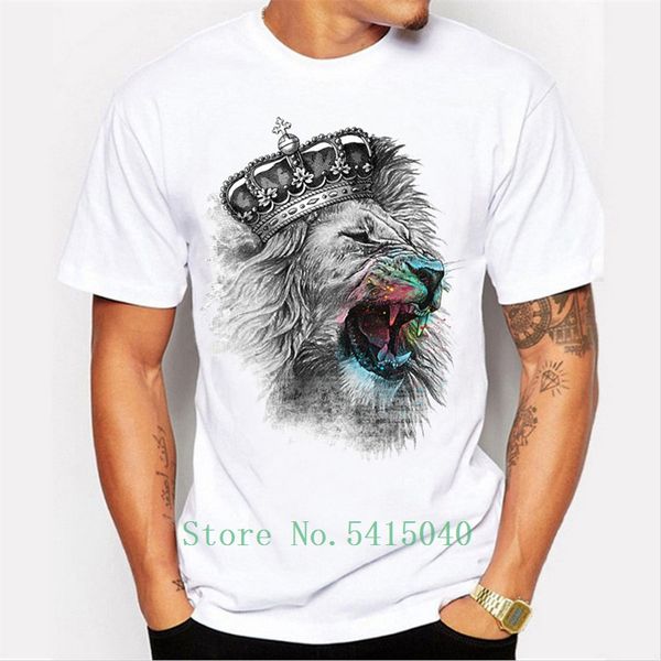 

new summer crown lion 3d white t shirt men homme animal print t shirt men casual short sleeve tee shirt sport hooded sweatshirt hoodie
