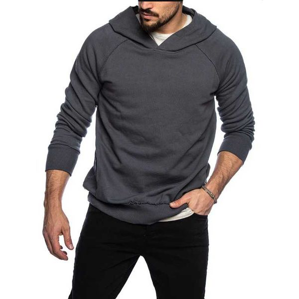 

qrwr 2021 autumn winter new loong sleeve men's hoodies casual solid color hoodie fashion loose oversize hoodie men high quality, Black