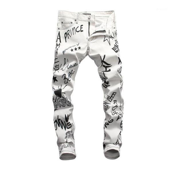 

european style brand jeans white men stretch elastic slim denim jeans mens washed white blue zipper pants for man 80501