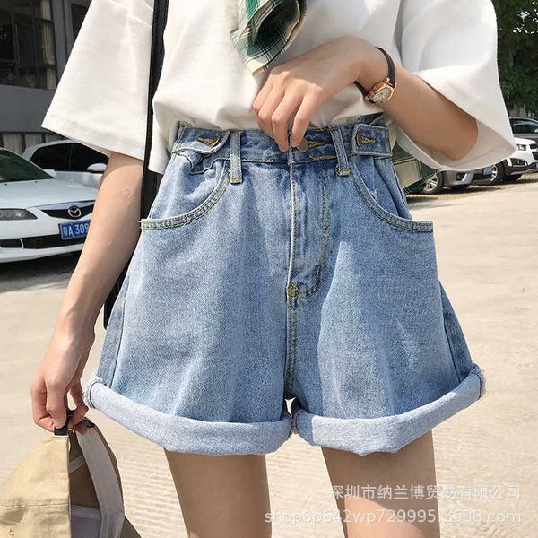 

2020 summer shorts jeans women's big size fat sister loose korean high waist straight pants, White;black