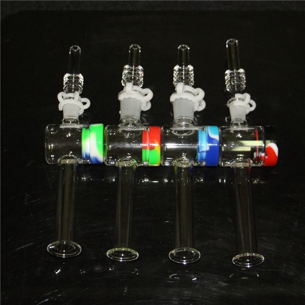 Kit per nettare di vetro da fumo con punte al quarzo da 10 mm e 14 mm Keck Clip Kit per nettare di recupero contenitore in silicone da 5 ml