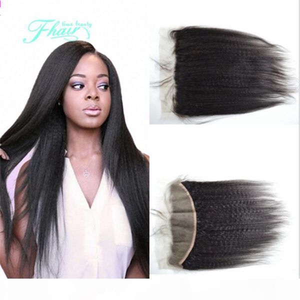

light yaki straight hair lace frontal closure indian hair with baby hair 13x4 wet closure full lace frontal closure, Black;brown