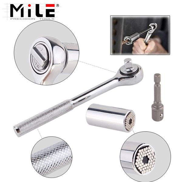 

mile 7-19mm universal socket wrench torque sleeve set socket sleeve ratchet spanner power drill grip bushing hand tools kit