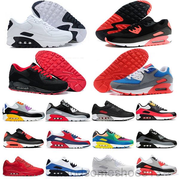 

new design 2019 air cushion 90 casual men women shoes black white red 90 sneakers classic air90 trainer outdoor sports h-2w
