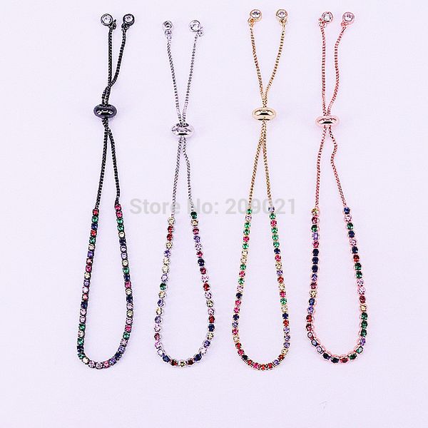 

10pcs fashion charm pave cz zircon adjustable chain bracelet for women girl bracelets jewelry findings making y19051101, Golden;silver