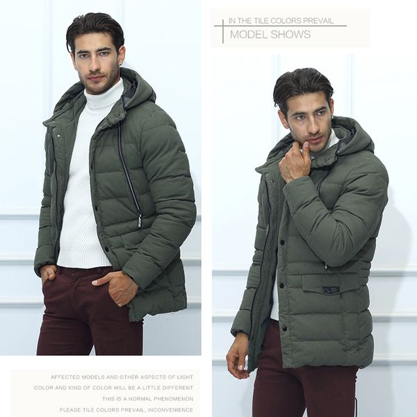 

2021 new new winter mens cotton padded jacket solid color thick parkas hooded warm men coat casual brand clothing i7gp, Black