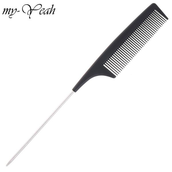 

tangle styling fine tooth tail hairdressing tool woman stainless hairbrush with steel rat anti static hair comb professional wmturo, Silver