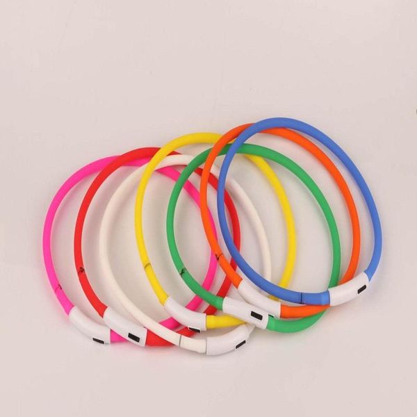 

usb rechargeable led dog cat collar dog glow in dark collars necklace safe warn silicone collar for small medium pet