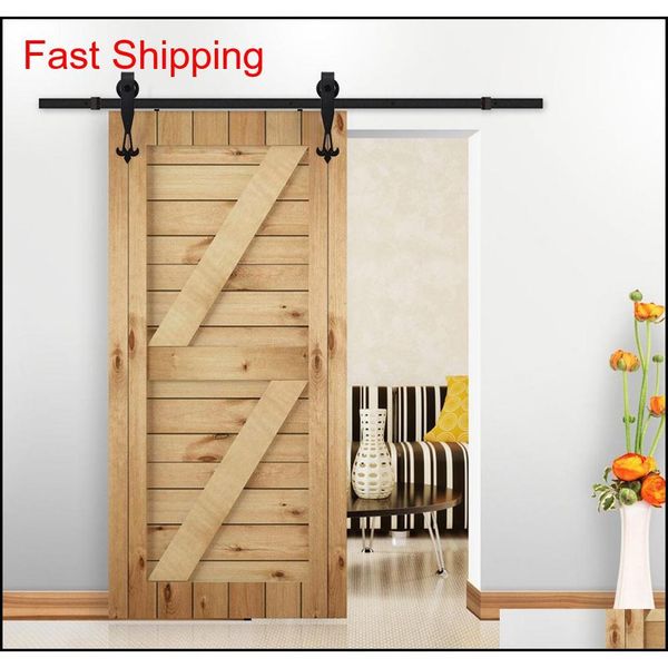 

5-16ft single wood sliding barn door hardware cabinet closet kit black new w style fo qylbuo sports2010
