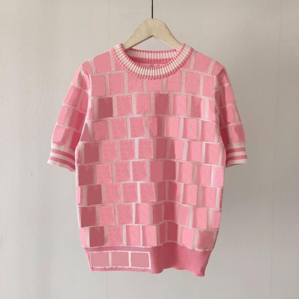 

women's knits fashion classic 3 colors letter pattern women knit tees summer short sleeve crew neck breathable casual womens clothing, White