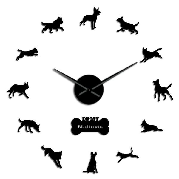 

belgian shepherd large frameless wall clock mechelse shepherd home decor malinois wall watch chien de berger belge diy big clock qylnlq