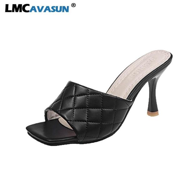 

lmcavasun 2020 new brand slippers weave leather women sandal open toe flat casual slides summer outdoor beach female flip flops, Black