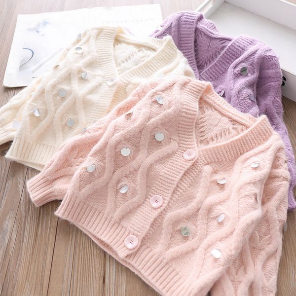 

girls' sweater sequined cardigan children's clothing wholesale, Blue
