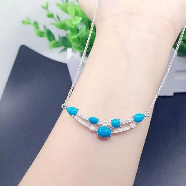 

kjjeaxcmy boutique jewelry 925 silver natural beauty turquoise ladies necklace