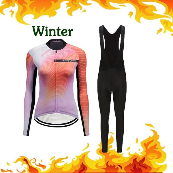 

women winter thermal fleece clothing set cycling jersey bicycle mtb clothes suit road bike uniform bodysuit outfit maillot kit, Black;blue