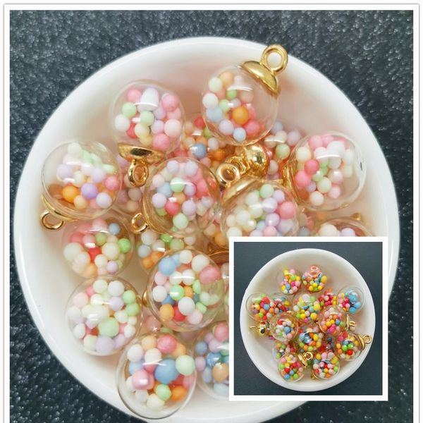 

new 10pcs 16mm mini glass bottles with color ball pendant ornaments jewelry making n bbyuvu, Black