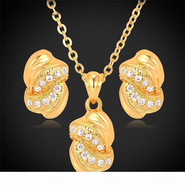 

18k real позолоченные choker ожерелья подвески серьги стержня ювелирные подарки набор горный хрусталь украшения для женщин, Silver