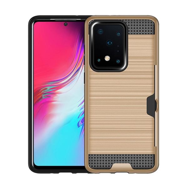 

for galaxy s20 brushed texture pc tpu protective case with card slot