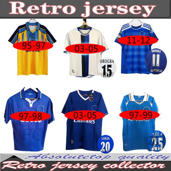 

thai 95-97 03-05 97-99 11-12 lampard retro jerseys 2012 classic vintage 2003 2004 2005 soccer jersey drogba football shirt terry maillot de, Black;yellow