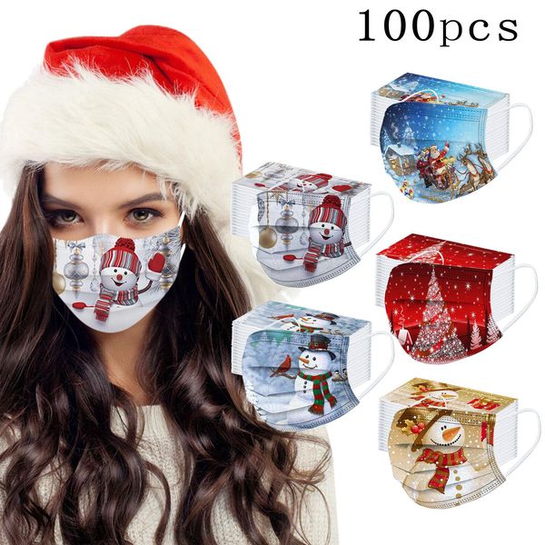 

christmas masque jetable 10/50/100pc fast delivery mscara headband print masks for protection face mask disposable earloop mask jllwlh