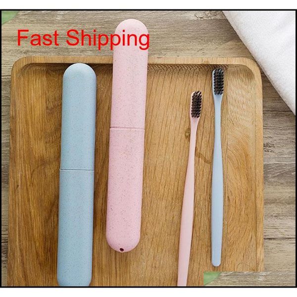 

wheat straw travel toothbrush case 4 colors toothbrush holder hiking camping portable toothbrush cover storage box prot qylazp toys2010