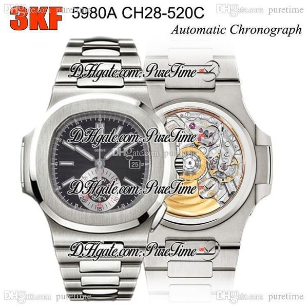 

новые 3kf 5980-1a-014 ch28-520c автоматический хронограф мужские часы часы черная текстура набор best edition браслет из нержавеющей стали p, Slivery;brown