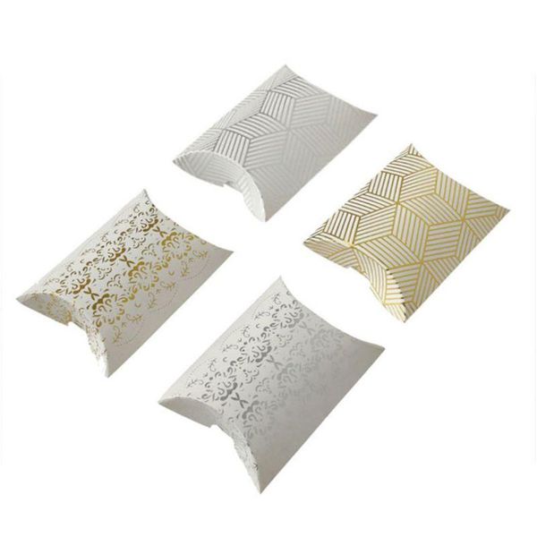 

25pcs 25pcs gold foil creative candy box set silver gifts case decor pillow-shape packing carton european style for wedding