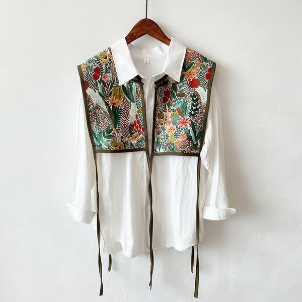 

модный национальный стиль вышитого небольшой платок жилет для женщин хлопка цветка белья грубой ткани шарфа с плечом и весной и, Blue;gray