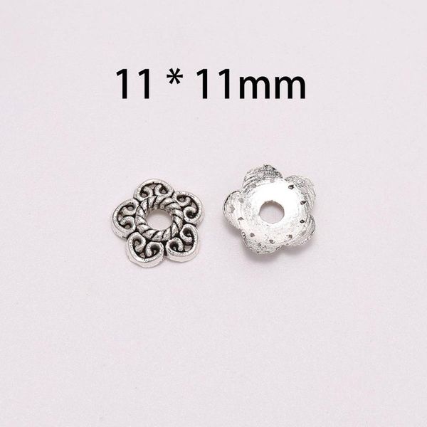 

50pcs lot 11mm peach heart flower beads caps end receptacle flower torus spaced apart bead caps for diy jewelry making h wmtptt, Silver