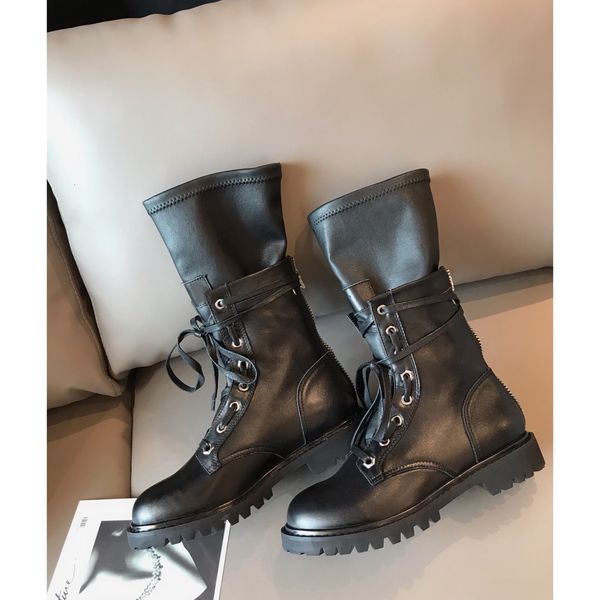 

2020 нового универсального martin высокого топа сапог женской сетки красного упругой кожа толстого дно дышащего британского стиль короткие с, Black