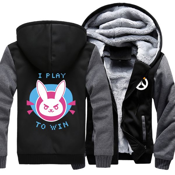 

2021 new us size for men hoodies ow d.va coat hoodie dva cosplay winter fleece thicken jacket clothing 16ec, Black