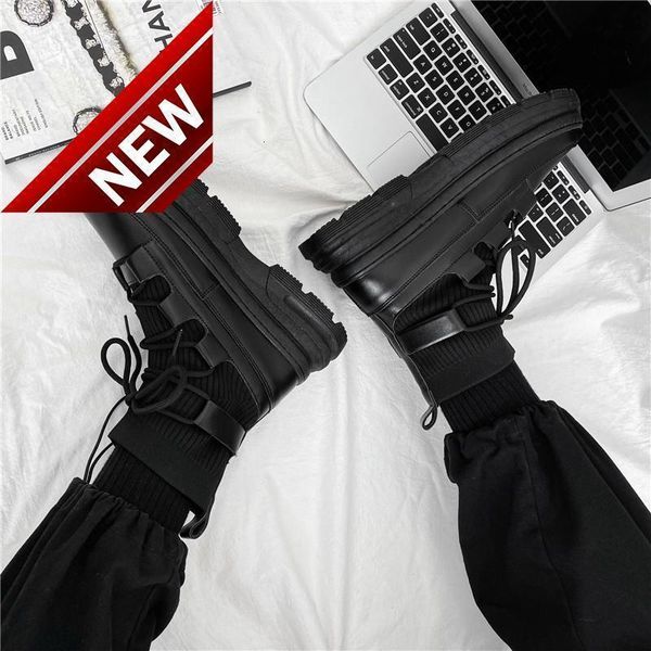 

2021 martin british style high autumn black men's new middle leather locomotive tooling boots