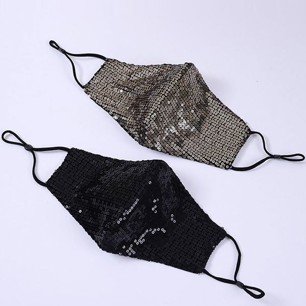 

dustproof sequins face mask fashion protective masks bling washable reusable elastic earloop mouth cycling mask black go