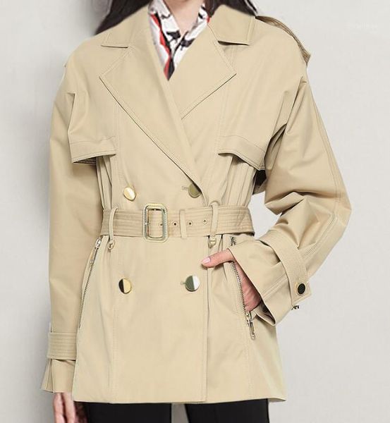 

s-6xl 2019 summer women new fashion personalized large size customizatio short slim fit double breasted jacket1, Tan;black
