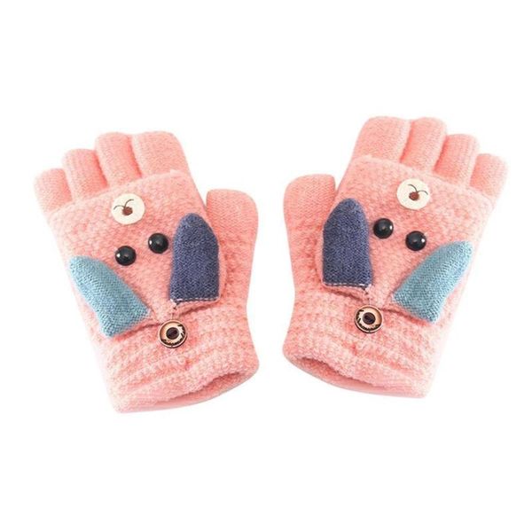

1 Pair Women Hand Warm Flip Gloves Gift Soft Half Finger Mittens Knitted Thicken Artificial Wool Thermal Autumn Winter Gloves, Blue;gray