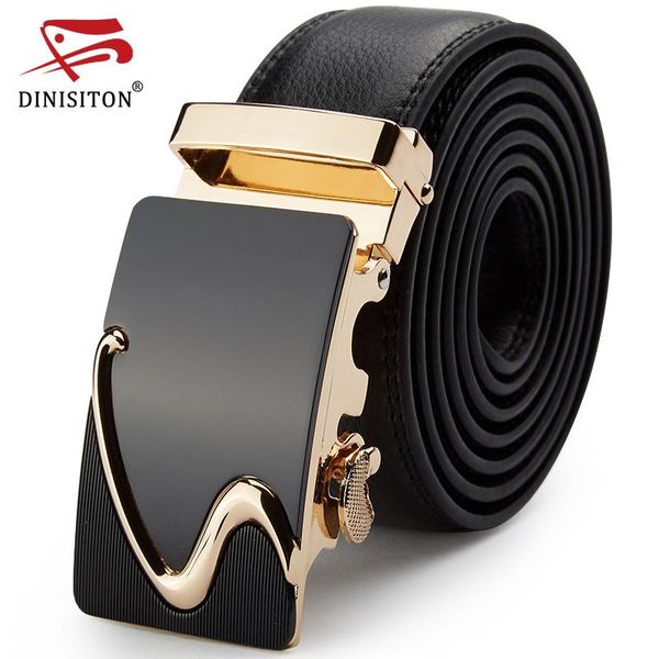 

dinisiton men genuine leather belt for mens automatic buckle belts fashion designer male waist strap, Black;brown