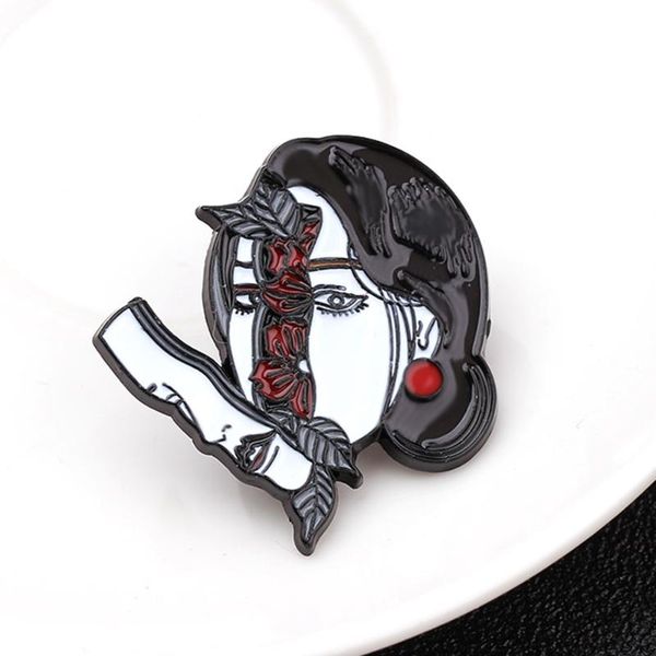 

pins, brooches picasso abstract split face pin flower women cool girl badges punk lapel pins for, Gray